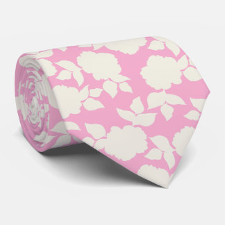 Chic pink &white floral pattern tie