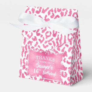 Chic Pink White Leopard Print Favour Box