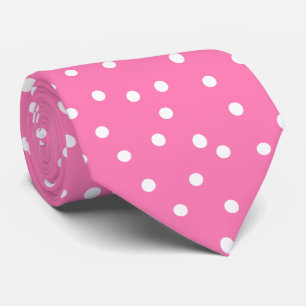 Chic Pink White Polka Dots Groom Gift Tie