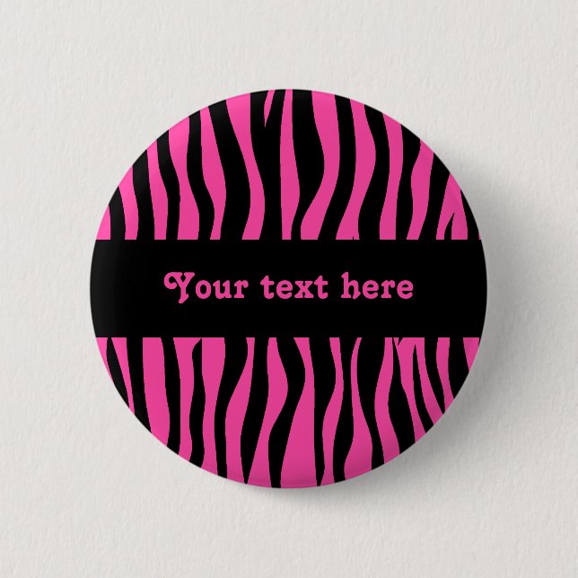 Chic pink zebra 6 cm round badge (Front)