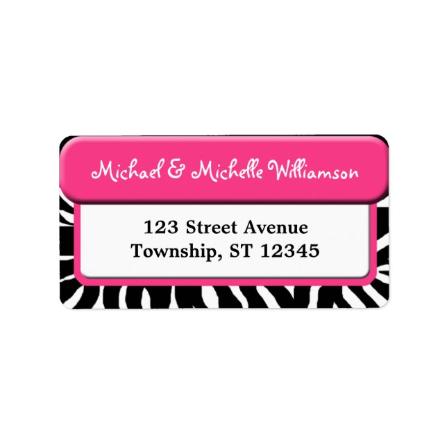Chic Pink Zebra Print Address Labels (Front)