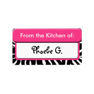 Chic Pink Zebra Print "From the Kitchen of" Labels