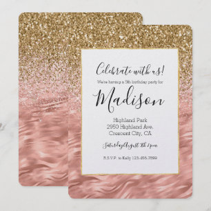 Chic Pink Zebra Print Glitz Invitation