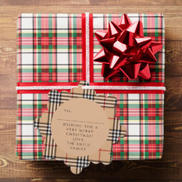 Chic Plaid Warm Tan | Customisable Photo And Text Tree Decoration Card