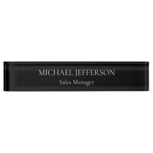 Chic Plain Black & White Colour Personalised Custo Nameplate