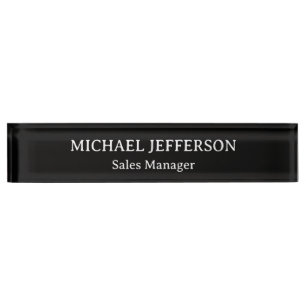 Chic Plain Black & White Colour Personalised Custo Nameplate