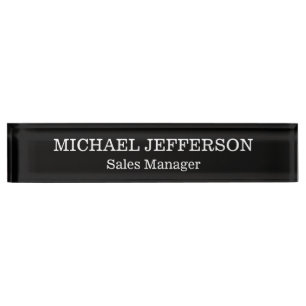 Chic Plain Black & White Colour Personalised Custo Nameplate