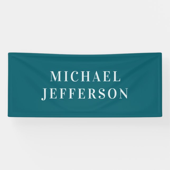 Chic Plain Dark Teal Colour Personalised Custom Banner (Horizontal)
