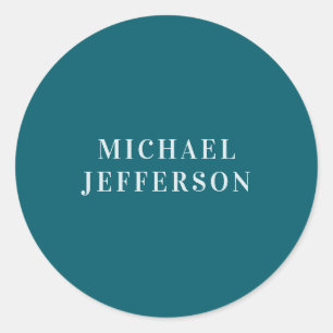 Chic Plain Dark Teal Colour Personalised Custom Classic Round Sticker