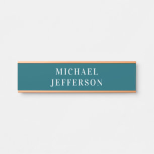 Chic Plain Dark Teal Colour Personalised Custom Door Sign