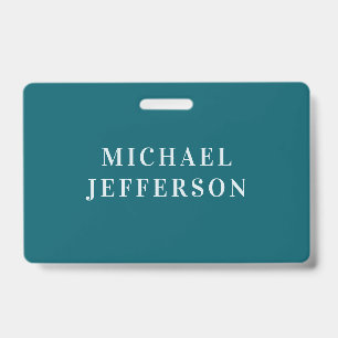 Chic Plain Dark Teal Colour Personalised Custom ID Badge