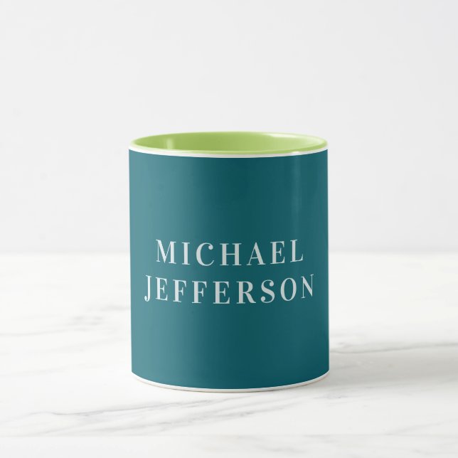 Chic Plain Dark Teal Colour Personalised Custom Mug (Center)