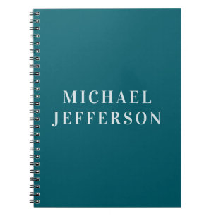Chic Plain Dark Teal Colour Personalised Custom Notebook