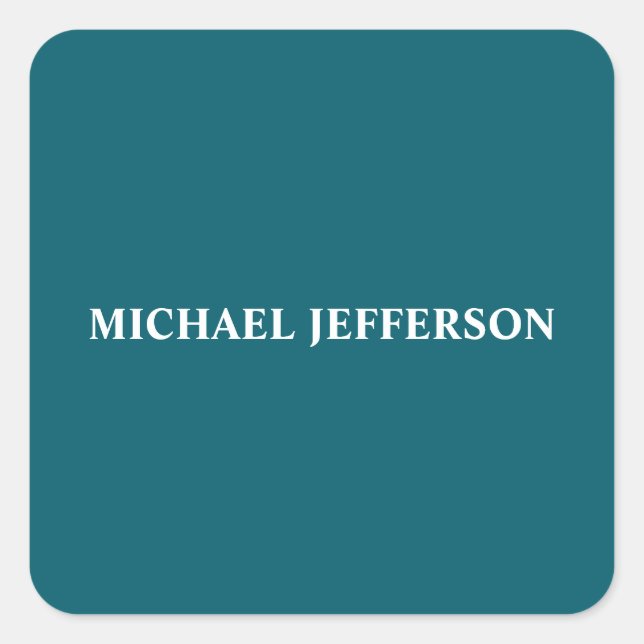 Chic Plain Dark Teal Colour Personalised Custom Square Sticker (Front)