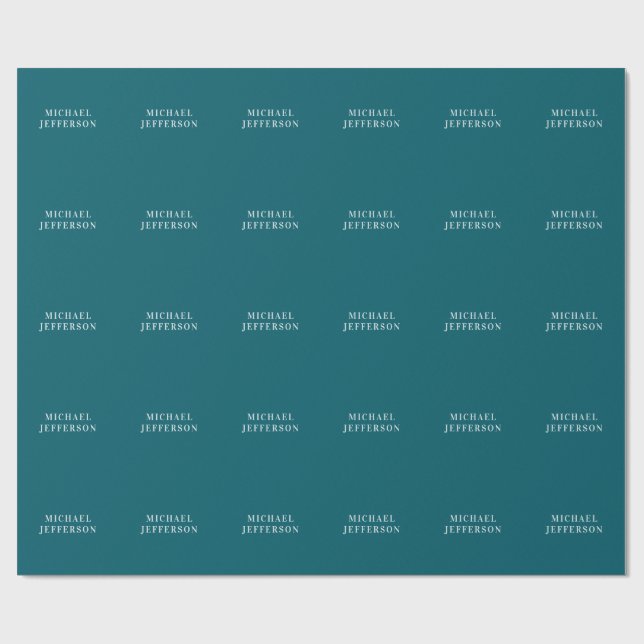 Chic Plain Dark Teal Colour Personalised Custom Wrapping Paper (Flat)