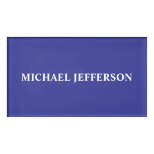 Chic Plain Deep Blue Personalised Custom Name Name Tag