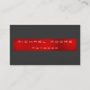 Chic Plain Grey Red Stripe Manager Business Card