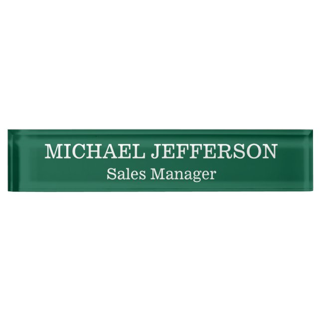 Chic Plain Hunter Green Colour Personalised Custom Nameplate (Front)