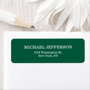 Chic Plain Hunter Green Colour Personalised Custom Return Address Label
