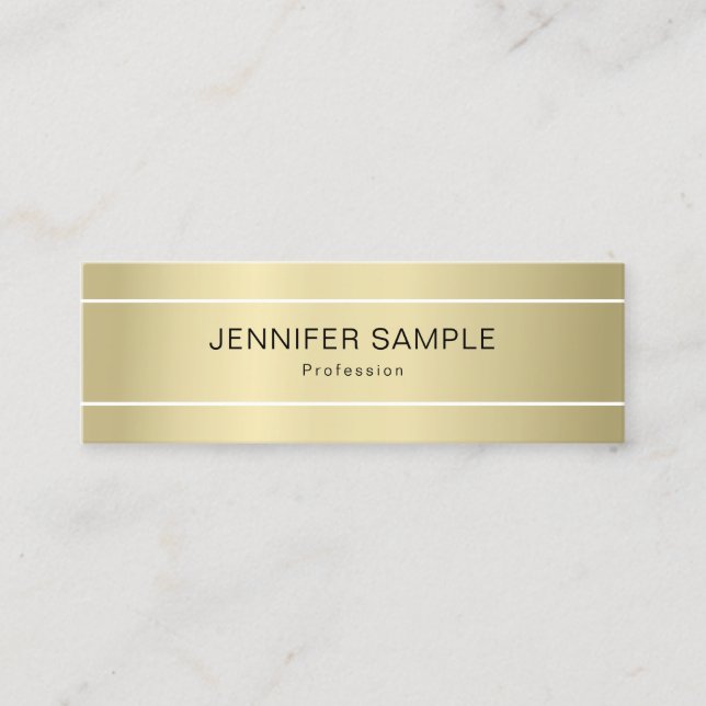 Chic Plain Modern Professional Elegant Gold Look Mini Business Card (Front)
