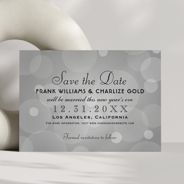 Chic Platinum Grey Champagne Bubble Wedding Save The Date (Creator Uploaded)