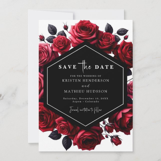 Chic Playful Crimson Red Wedding Save The Date (Front)
