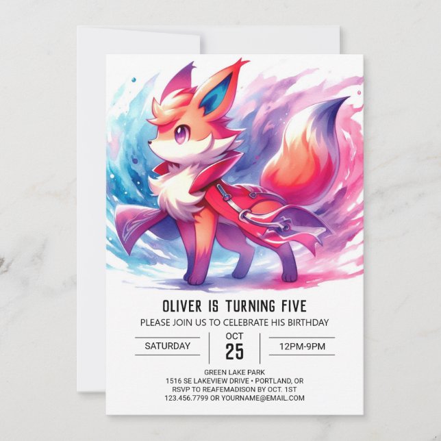 Chic Playful Fox Birthday Invitation (Front)