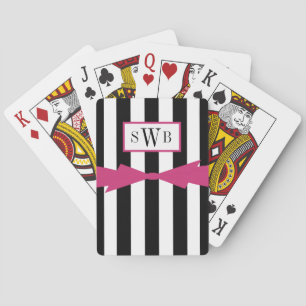 CHIC PLAYING CARDS_BLACK/WHITE STRIPES/PINK CARDS