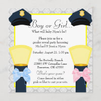 Chic Police Officer Badge Damask Gender Reveal