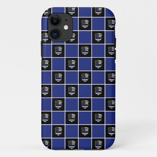 Chic Police Officer Thin Blue Line Badge Pattern Case-Mate iPhone Case (Back)