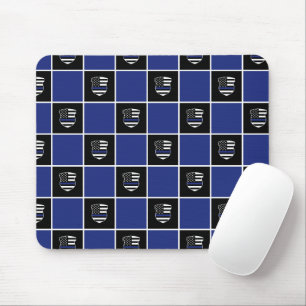 Chic Police Officer Thin Blue Line Badge Pattern Mouse Pad