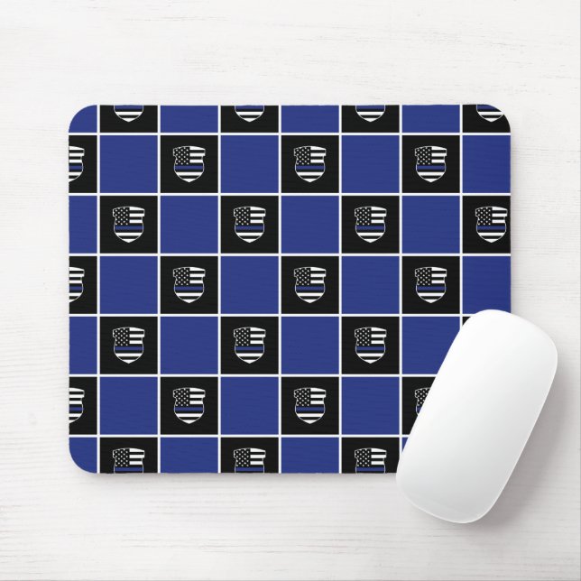 Chic Police Officer Thin Blue Line Badge Pattern Mouse Pad (With Mouse)