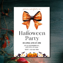 Chic Polka Dot Bow Halloween Party Invitation