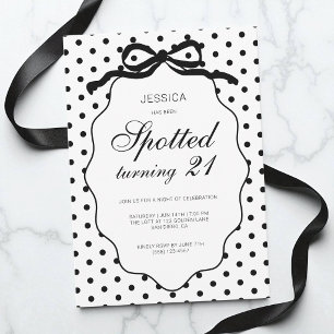 Chic Polka Dot Spotted Turning 21st Birthday Party Invitation