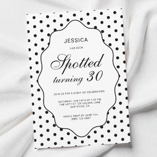 Chic Polka Dot Spotted Turning 30th Birthday Party Invitation