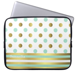 Chic Polka Dots and Stripes Laptop Bag