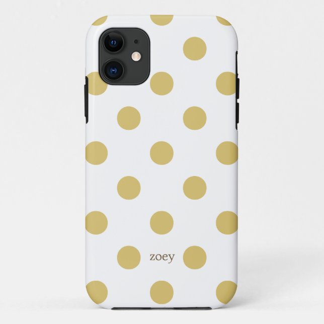 Chic Polka Dots iPhone Cases (Golden/White) (Back)