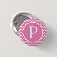Chic Polka Dots Pink Custom initial letter