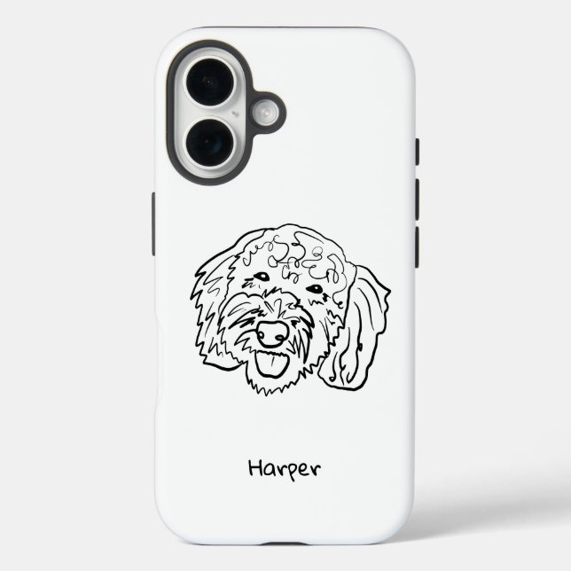Chic Poodle Outline: Personalise Your Phone Case (Back)