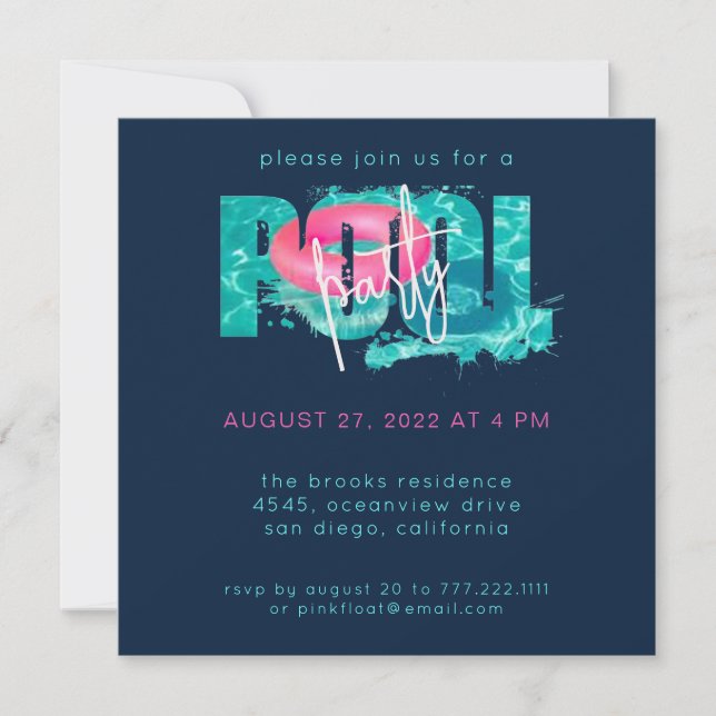 Chic Pool Party Splash Invitation (Front)