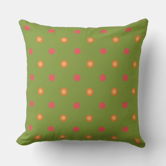 Chic Poppy Colours Polka Dots Pillow or Cushion (Front)