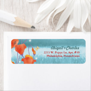 Chic Poppy Floral Wedding Return Address Label