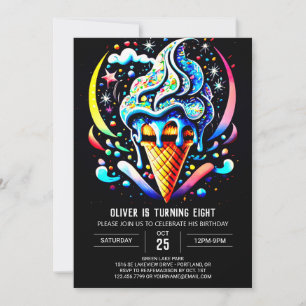 Chic Popsicle Custom Boy Ice Cream Birthday Invitation