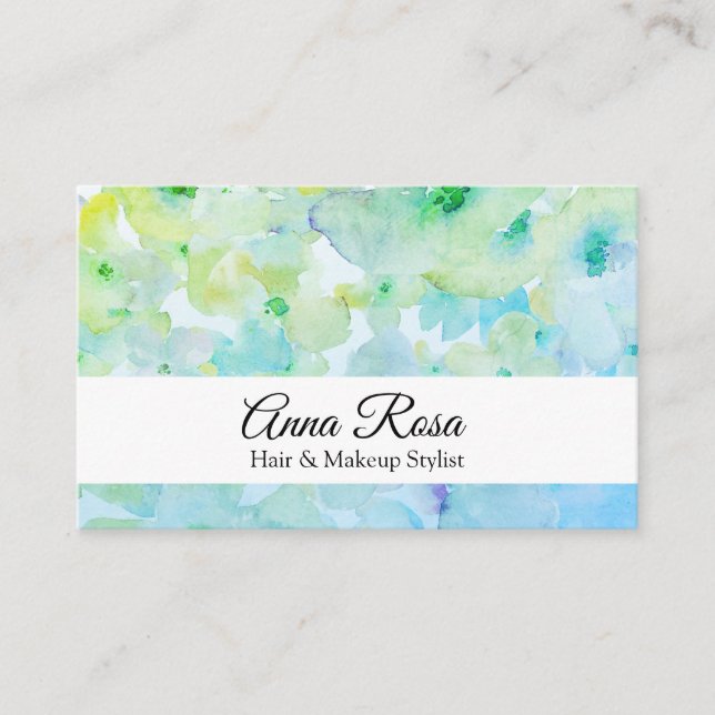 *~* Chic Popular Floral Turquoise Green Beauty Business Card (Front)