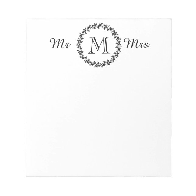 CHIC POST-IT-NOTE_"Mr and Mrs" WHITE/WHITE Notepad (Front)