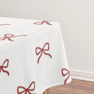 Chic Preppy Red Bow Pattern Spring Summer Elegant Tablecloth