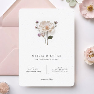 Chic Pressed Flower Rounded Corner Style Wedding  Invitation
