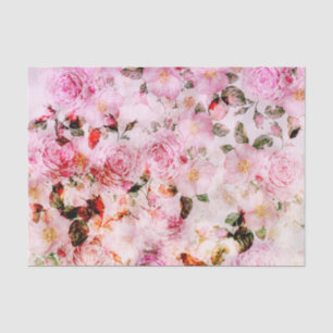 Chic Pretty Blush Pink Watercolor Roses Floral Tissue Paper