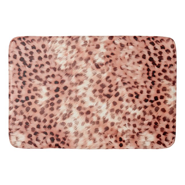 Chic Pretty Girly Rose Gold Leopard  Bath Mat (Front)