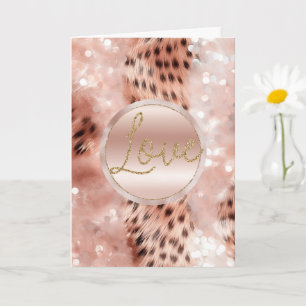 Chic Pretty Girly Rose Gold Leopard  Card